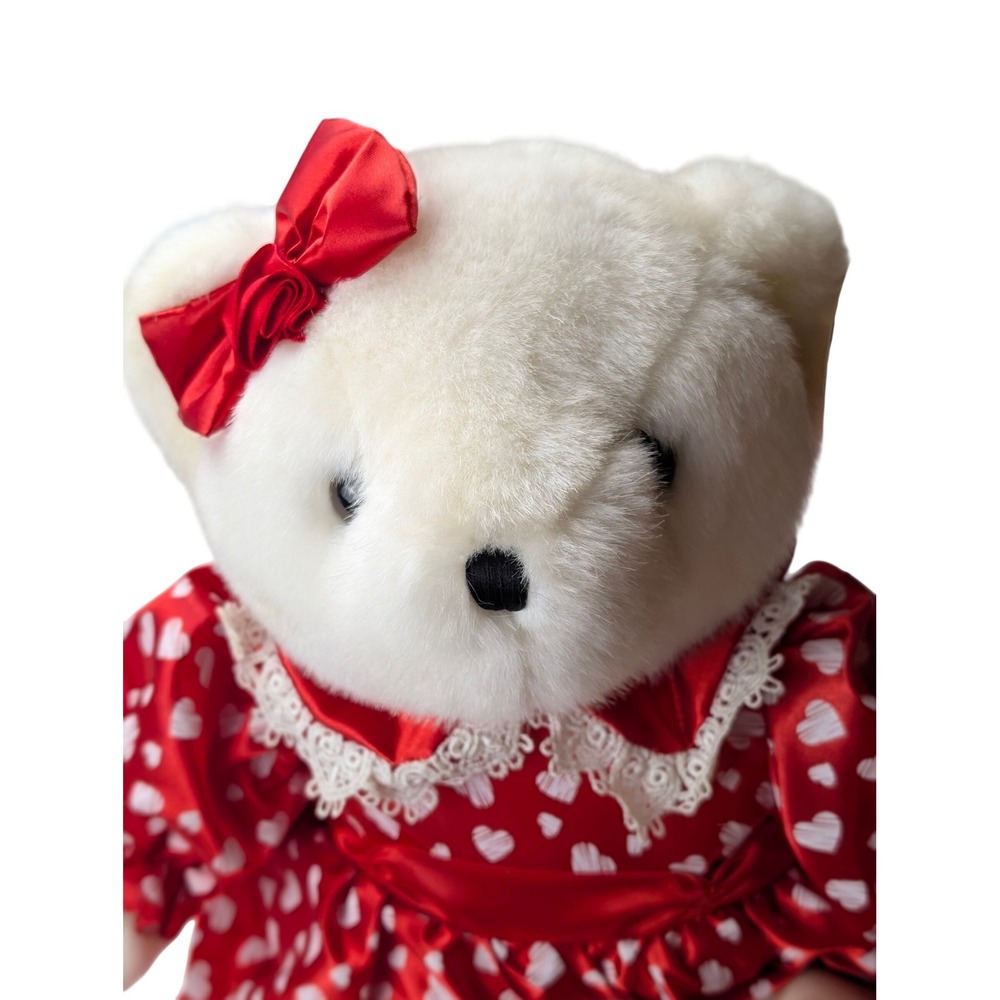 Main Joy Limited White Teddy Bear Red Heart Dress Valentines‎ Plush 17 Inch NWT
